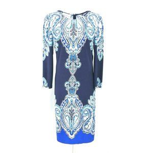 Donna Morgan Long Sleeve Paisley Shift Dress Sz 14